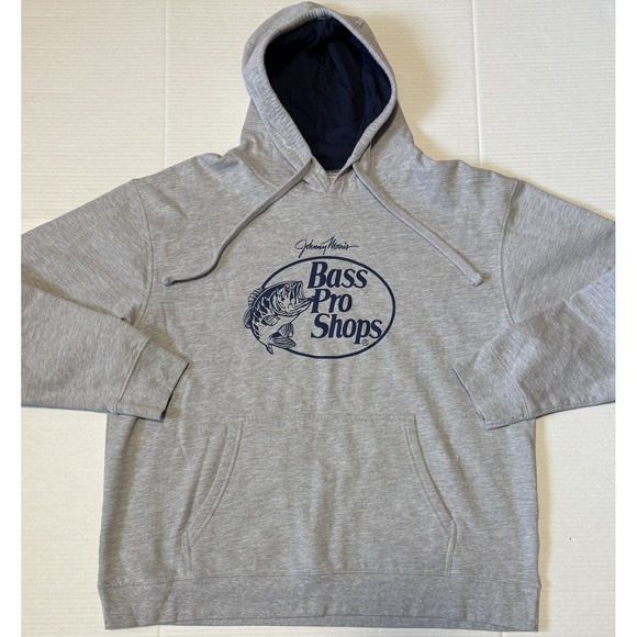 BASS PRO SHOPS - Men's Gray & Blue Logo Pullover Hoodie - Size X-Large - XL - Picture 1 of 4